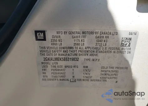 2014 GMC Terrain Sle z USA, uszkodzony, nr VIN 2GKALMEK5E6319832